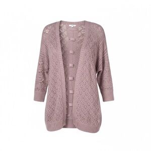 Maurices Dusty Pink Crochet Knit Open Front Cardigan Sweater Womenâs L